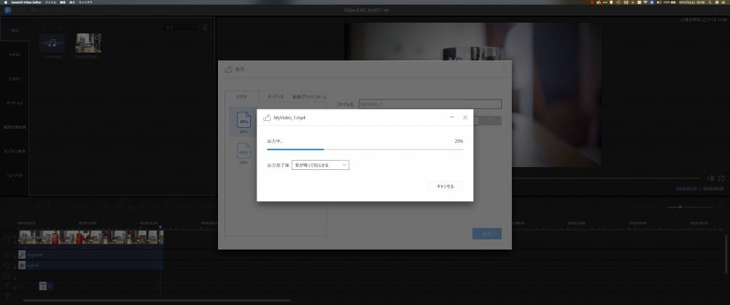 動画編集ソフトEaseUS Video Editorで作成した動画を書き出し