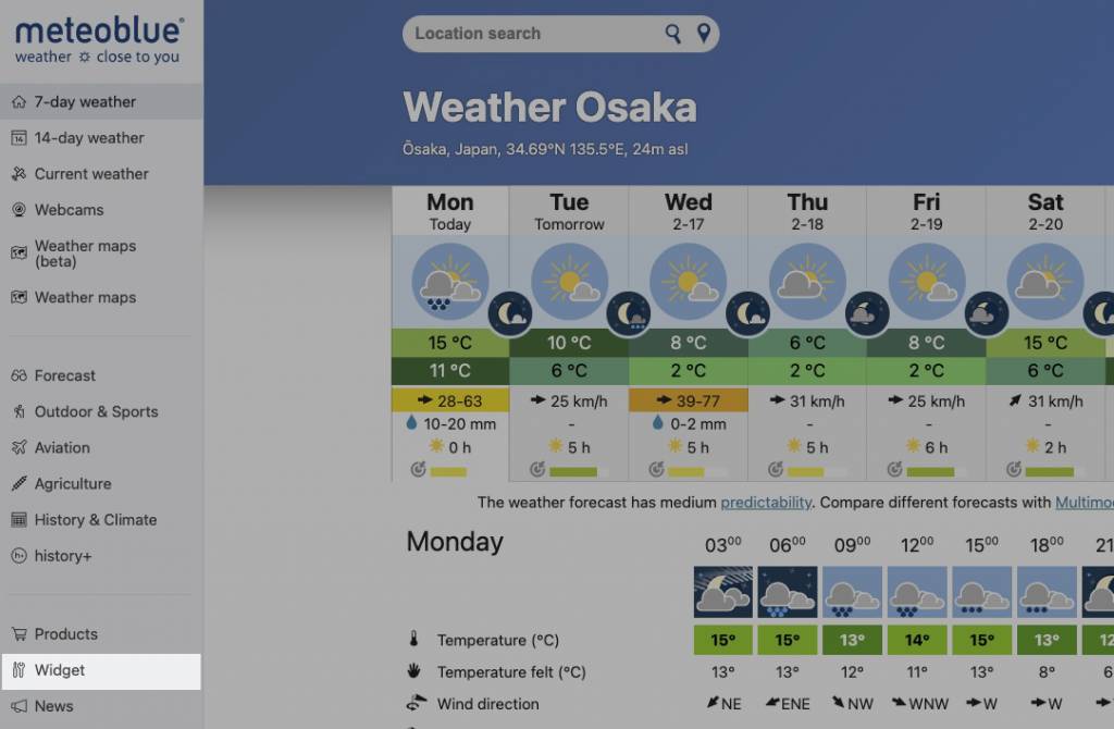 meteoblueでNotion用お天気ウィジェットを設定する