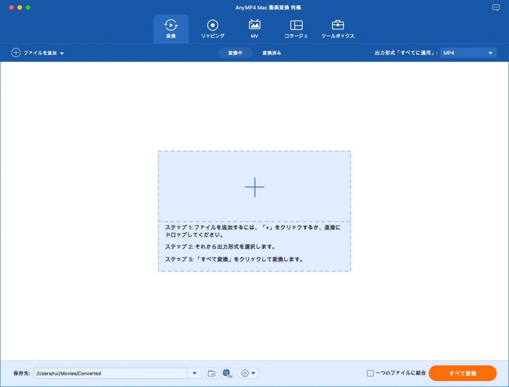 AnyMP4 動画変換 究極の画面