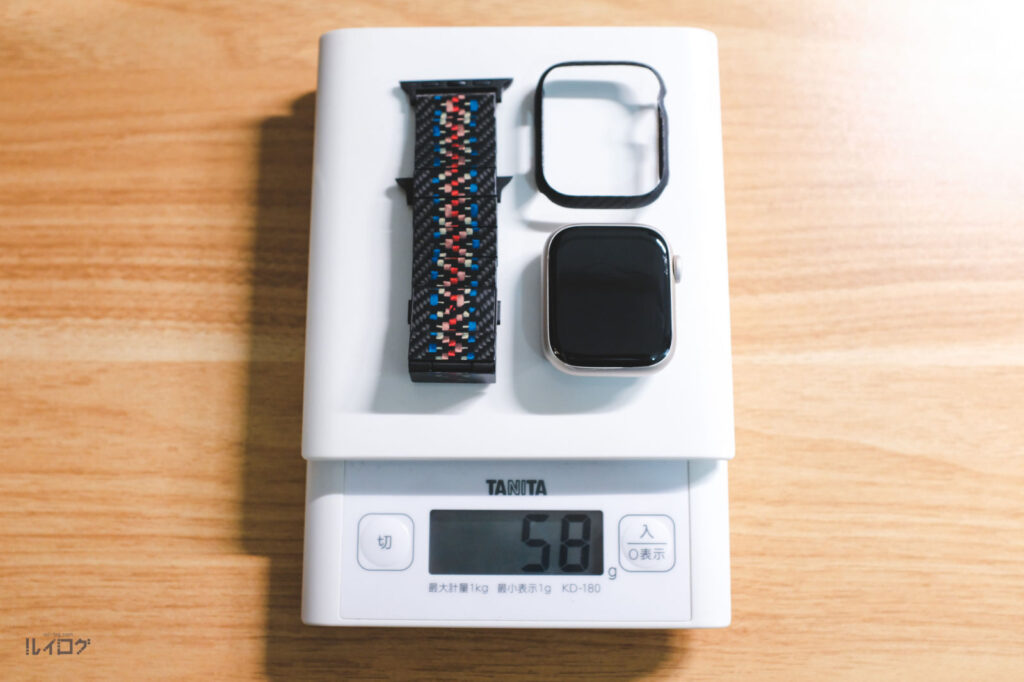 PITAKA Apple Watch バンド（ラプソディ）とApple Watch8とPITAKA Air Caseの重さ