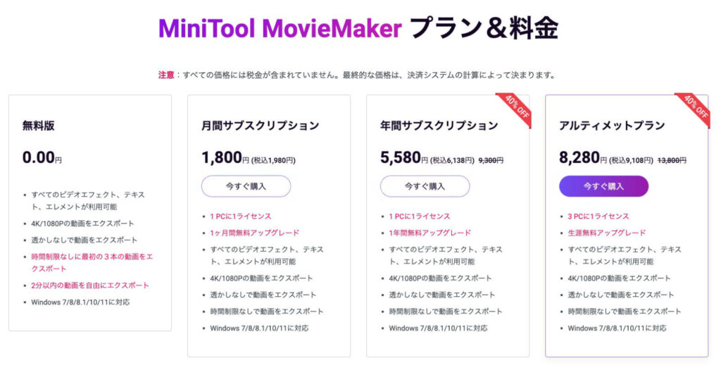 MiniTol MovieMaker公式サイトのスクリーンショット