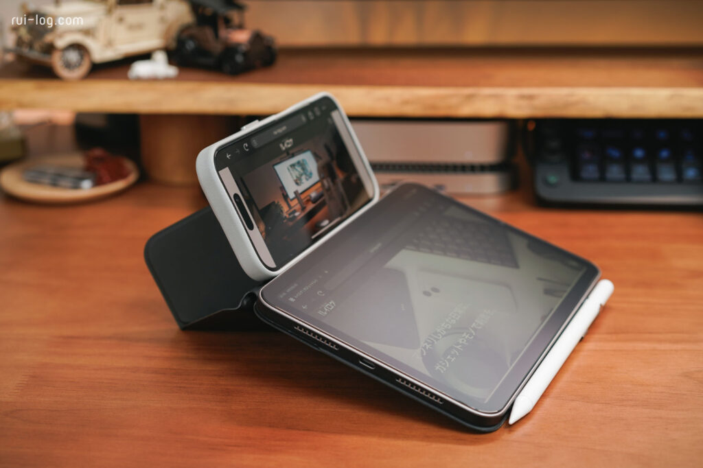 MOFTダイナミックフォリオをiPad mini7へ装着した状態