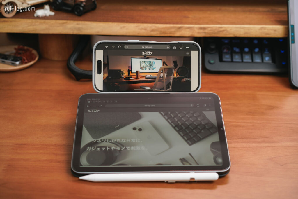 MOFTダイナミックフォリオをiPad mini7へ装着した状態