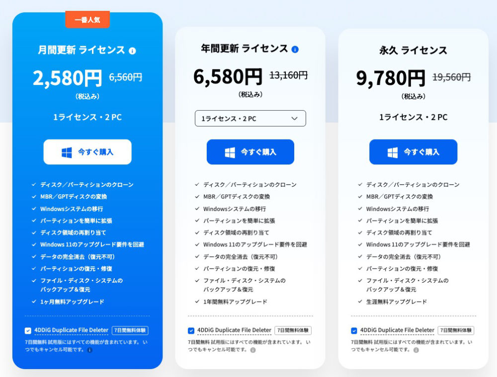 4DDiG Partition Managerの価格