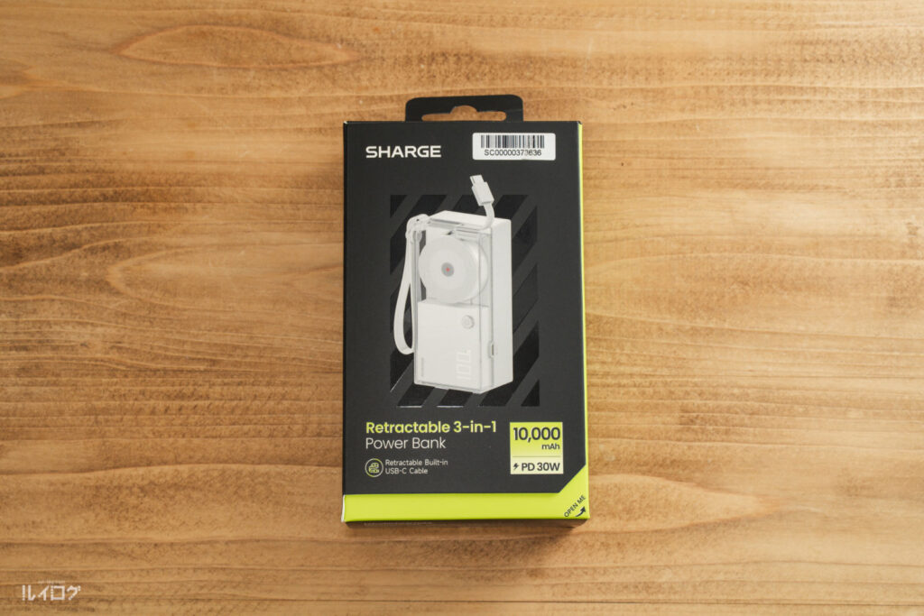 SHARGEコンセント一体型3in1モバイルバッテリーのパッケージ