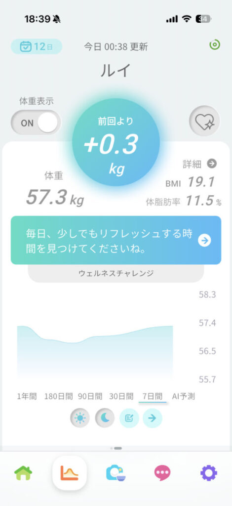 Smart Bath Matを使うときのアプリ「ウェリー」